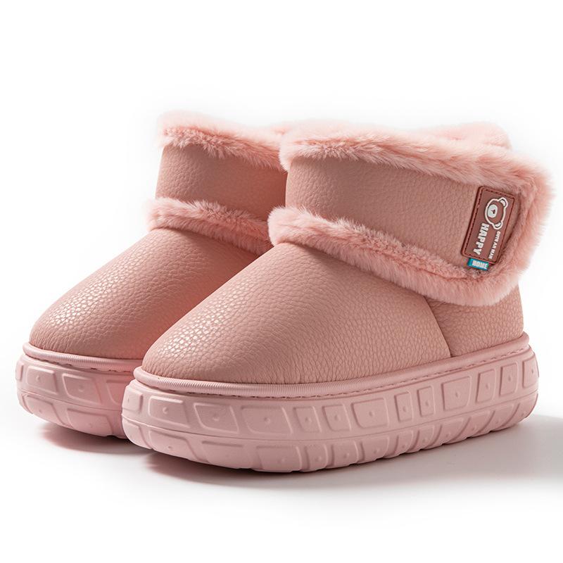 Outdoor Waterproof Bag with Cotton Slippers Women's Winter Home Thick-soled Plus Velvet Warm Cotton Shoes