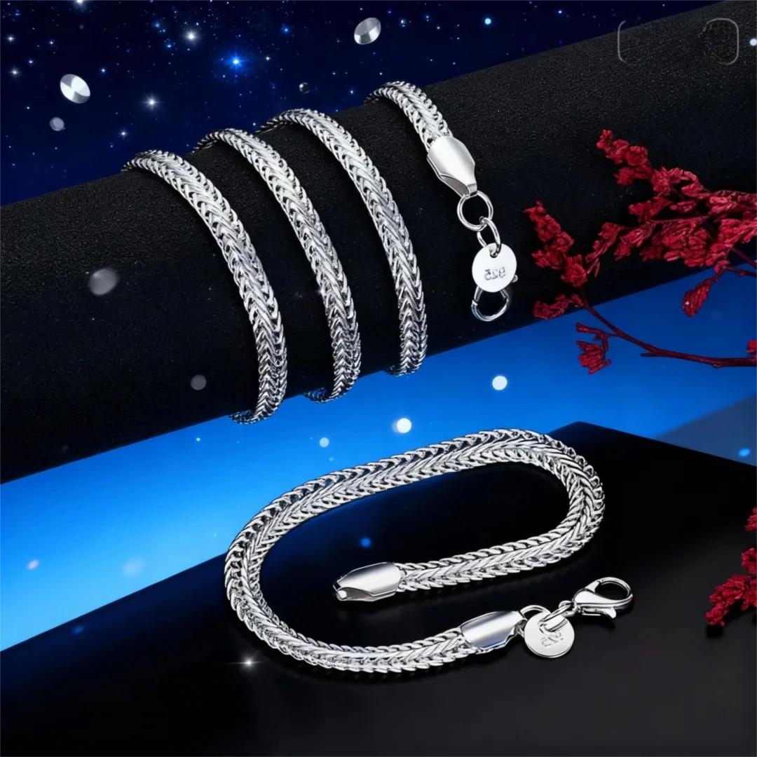 

Original designer Copper Beautiful 6MM geometry bracelets neckalces jewelry set for women man wedding fashion gifts 50CM and 20CM