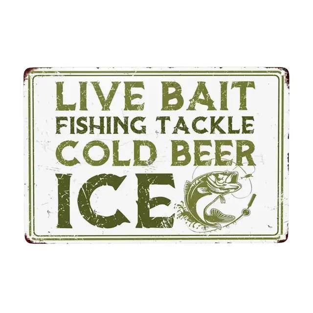 Vintage Fishing Metal Sign  X Inch Funny Fish Cabin Lake House Wall Art Decor  Perfect Gift for Fishermen