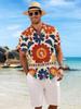 New Men'S Casual Short Sleeve Shirt with Full-Print Colorful Floral Patterns, Intricate And Vibrant Design for Festive Gatherings, Commuting, And