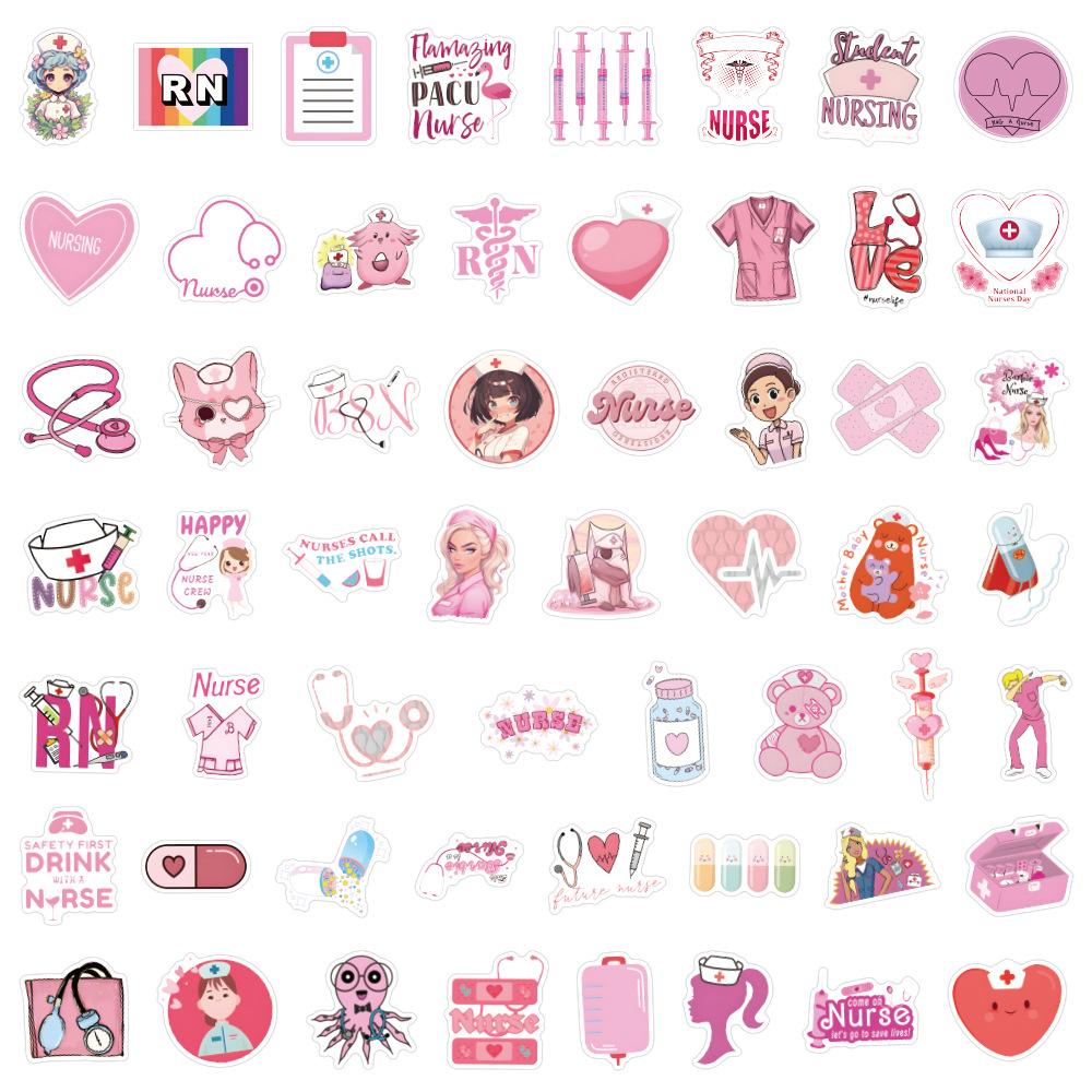 

55 New Pink Nurse Nurse Graffiti Stickers Decorate Notebook Suitcase Cartoon Stickers