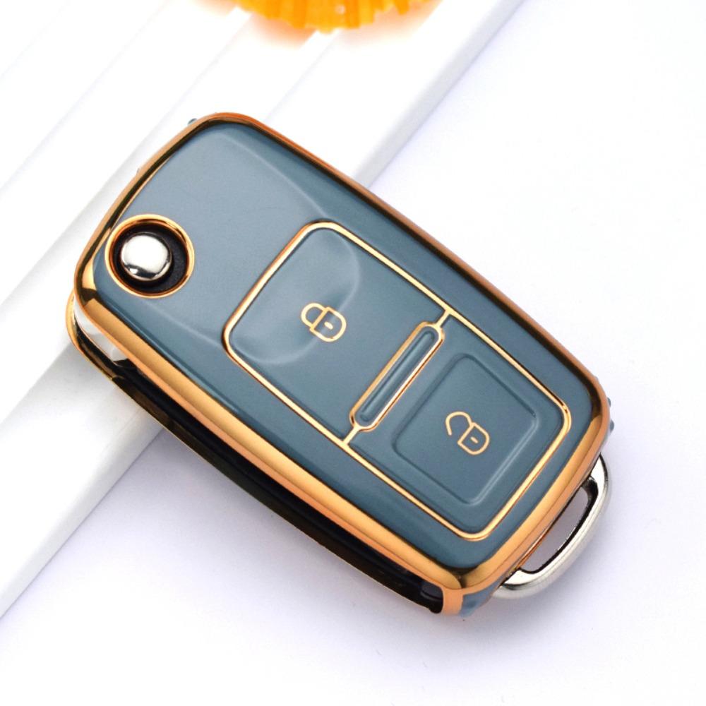 2 Buttons TPU Folding Remote Key Fob Case Shell For Volkswagen VW Skoda Golf Passat Polo Jetta Touran Bora Sharan Protector Fob