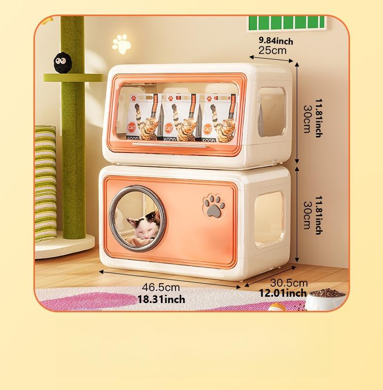 Double Layer Pet Cat Cage Plastic Detachable Cat Shelter Foldable Ventilated Semi Enclosed Cat Bed Home Indoor Use Cat House