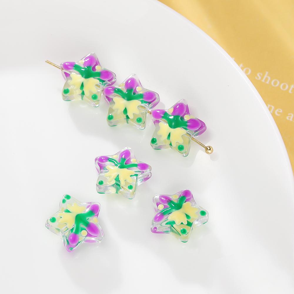 5pcs/lot Glass Loose Bead Christmas Stars Snowflakes Beads For DIY Jewelry Making Earring Necklace Pendant Festival Decor Gift