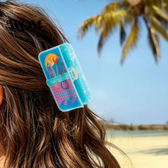Shark Clip Ponytail Holder Wide Opening Hair Claw, Summer Sardine Can Design for Thick Clip, Ocean-Themed Beach Vacation Accessory Non-slip Claw