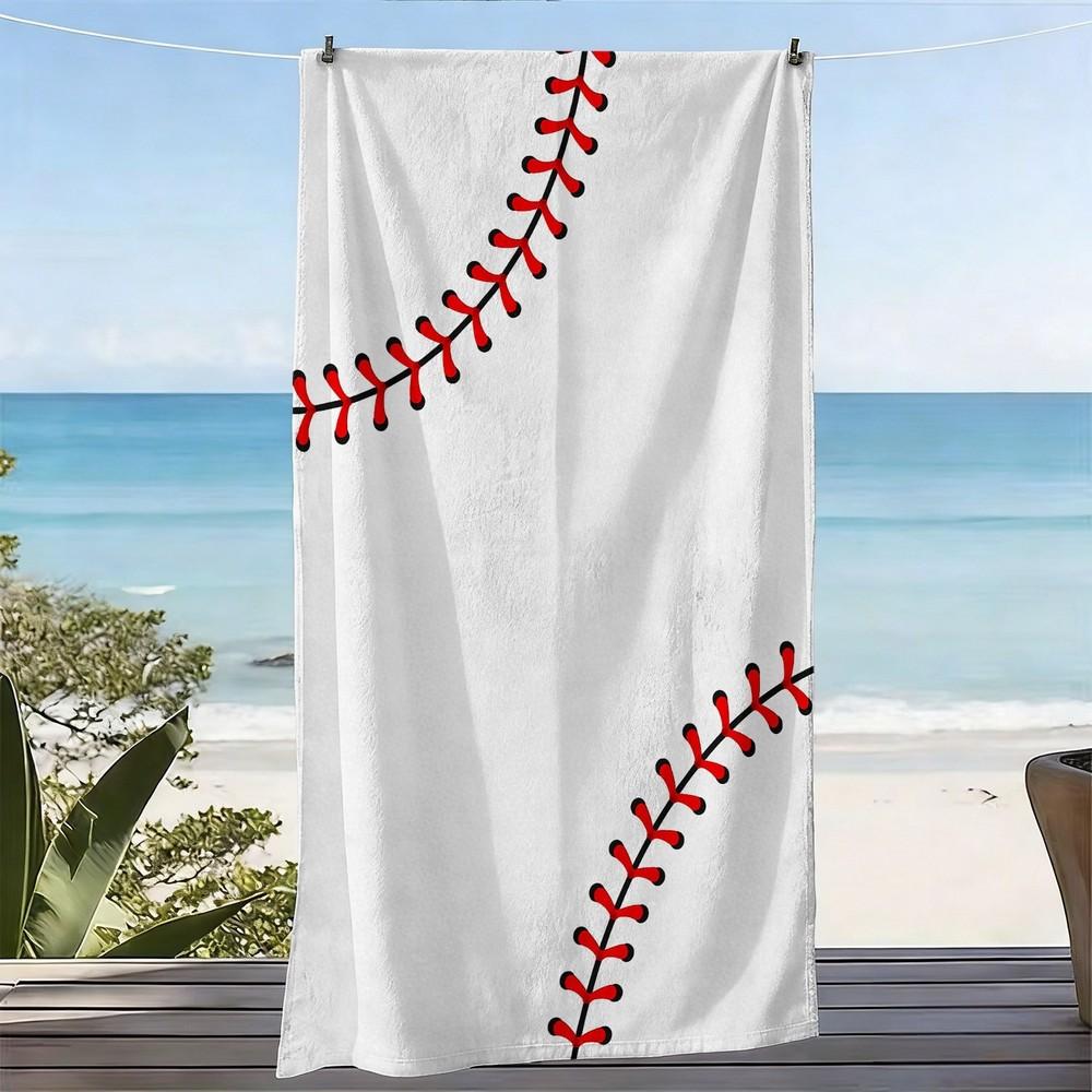 

Baseball Stripe Print Beach Towel Patterned Sunscreen And Windproof Suitable For Swimming Pool Camping Travel Blanket W40*H60(CM)