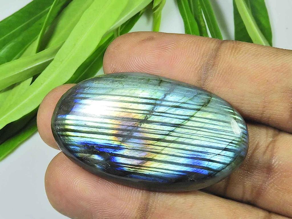 25X44X5MM Multi Fire Labradorite Oval Cabochon Loose Natural Gemstone 73Cts. SK-4019