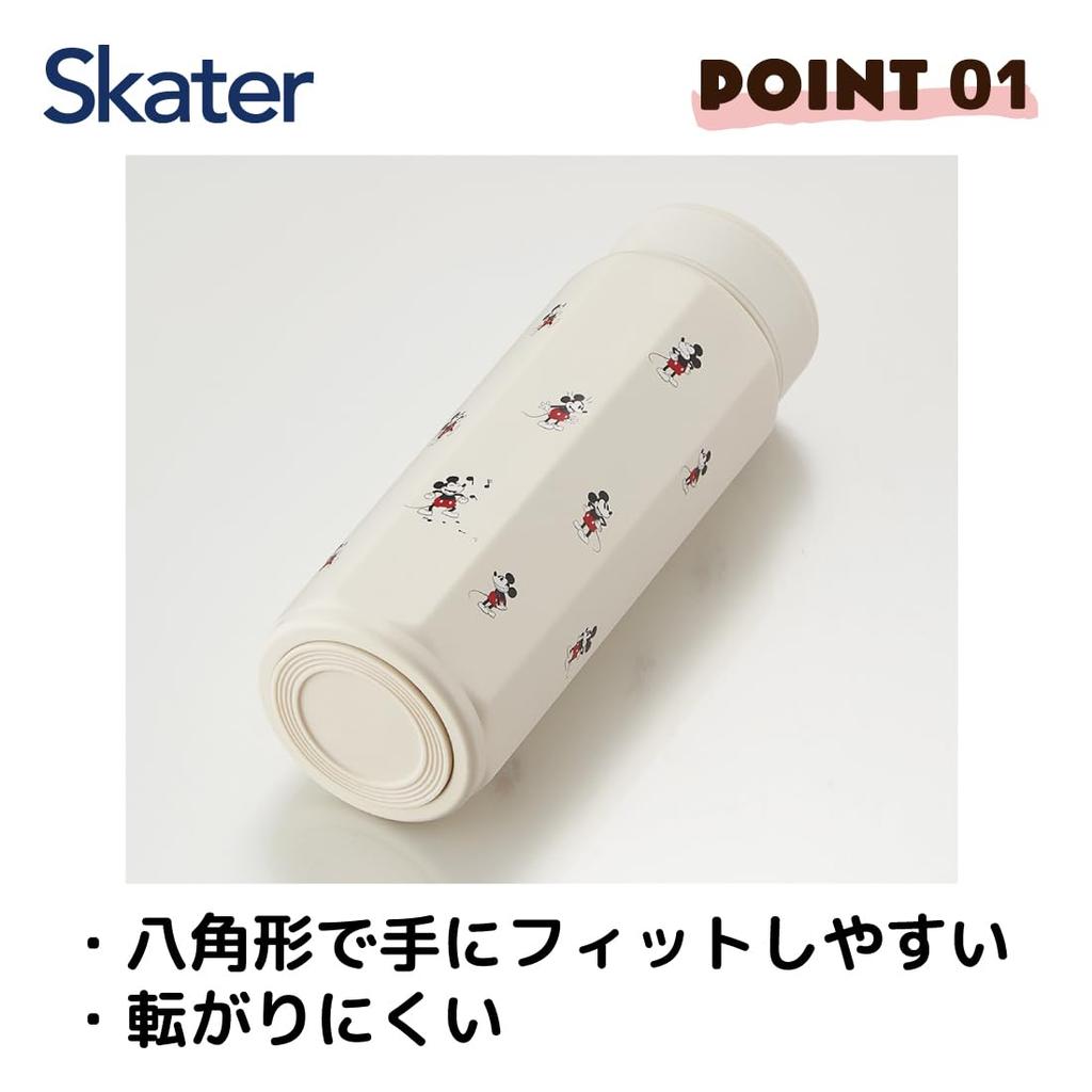 Skater Stainless Steel Mug Bottle 500ml Easy to Hold Octagonal Insulated Water Bottle Disney Mickey Mouse STO5-A