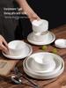 2025 American Style Pure White Ceramic Dishware Set: High-End Thickened Plates, Bowls & Small Dishes