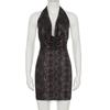 European & American Sexy Animal Print Halter Neck Bodycon Dress