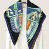 POBING Manual Hand Rolled Twill Silk Scarf Women Saddle Double Print Square Scarves Wraps Echarpes Foulards Femme Hijab 90CM