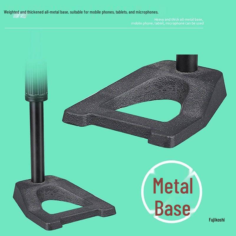 Lai Xiao Desktop Microphone Stand with Condenser Mic Shock Mount, Phone Holder, and Weighted Base