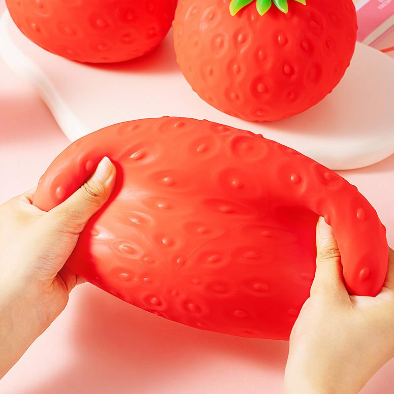 Handmade Jumbo Simulation Strawberry Squishy Toys Fruit Anti Stress Balls Slow Rising Sensory Squeeze Fidget Toy For Adults Kids