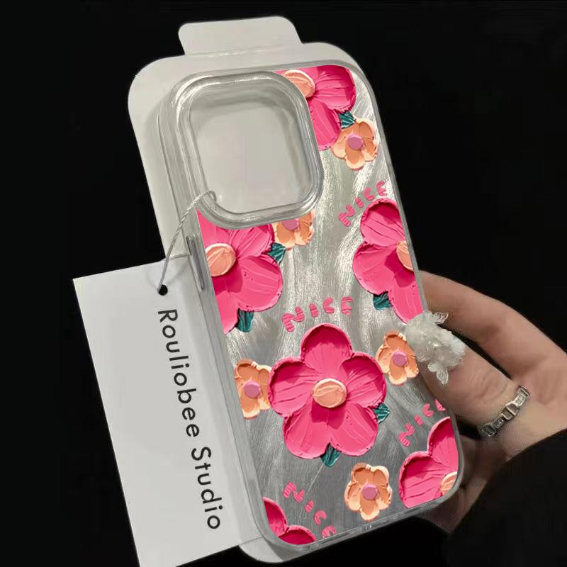 Oil Painting Flowers Print Phone Case For iPhone 17 16 15 14 13 12 11 Pro Max Cover For iPhone XS X XR 7 8 Plus 16E 17 Air Funda