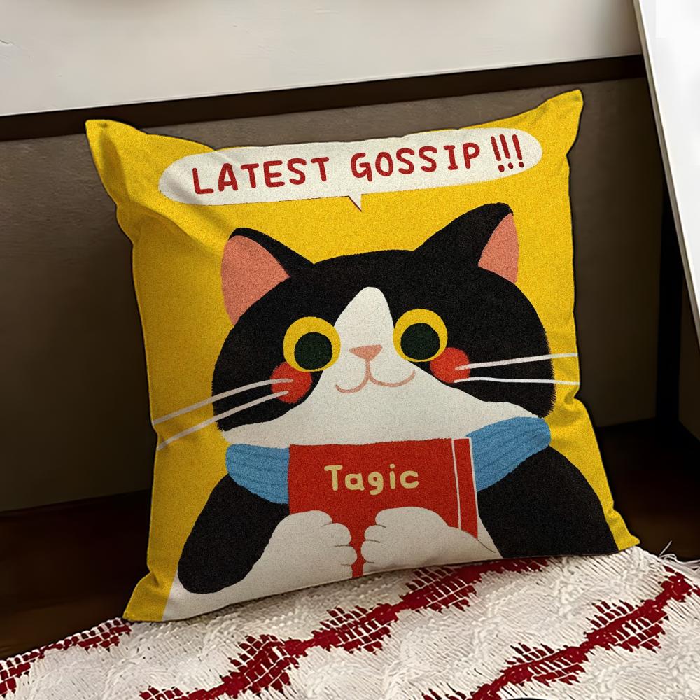 Cartoon Cat Cute Cushion Cover Reversible Soft Durable Pillow Cover Home  Car MultiScene Use for Daily Comfort
