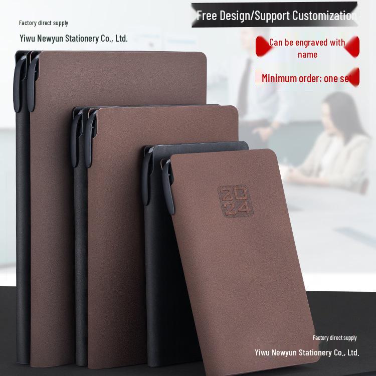 Customizable Sheepskin Notebook with Pen & Free Engraving - Company Logo 2025 Diary, A6/A5/B