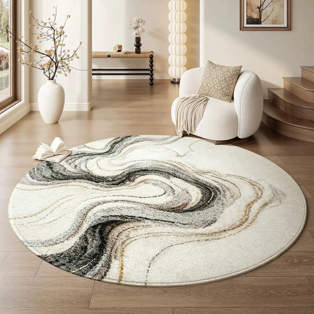 Round Rug for Living Room Printed 3D Effectt Floor Mats Bedroom Carpet Non-slip Washable Mat Study Office Lounge Sofa Area Rugs