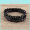Multi-layered Men's Leather Woven Bracelet With Natural Stone Grinding Stone Hot Seller On