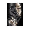 African Women Canvas Painting Black Gold Woman Poster and Prints Scandinavian Wall Art Picture for Home Decor Living Room Mural