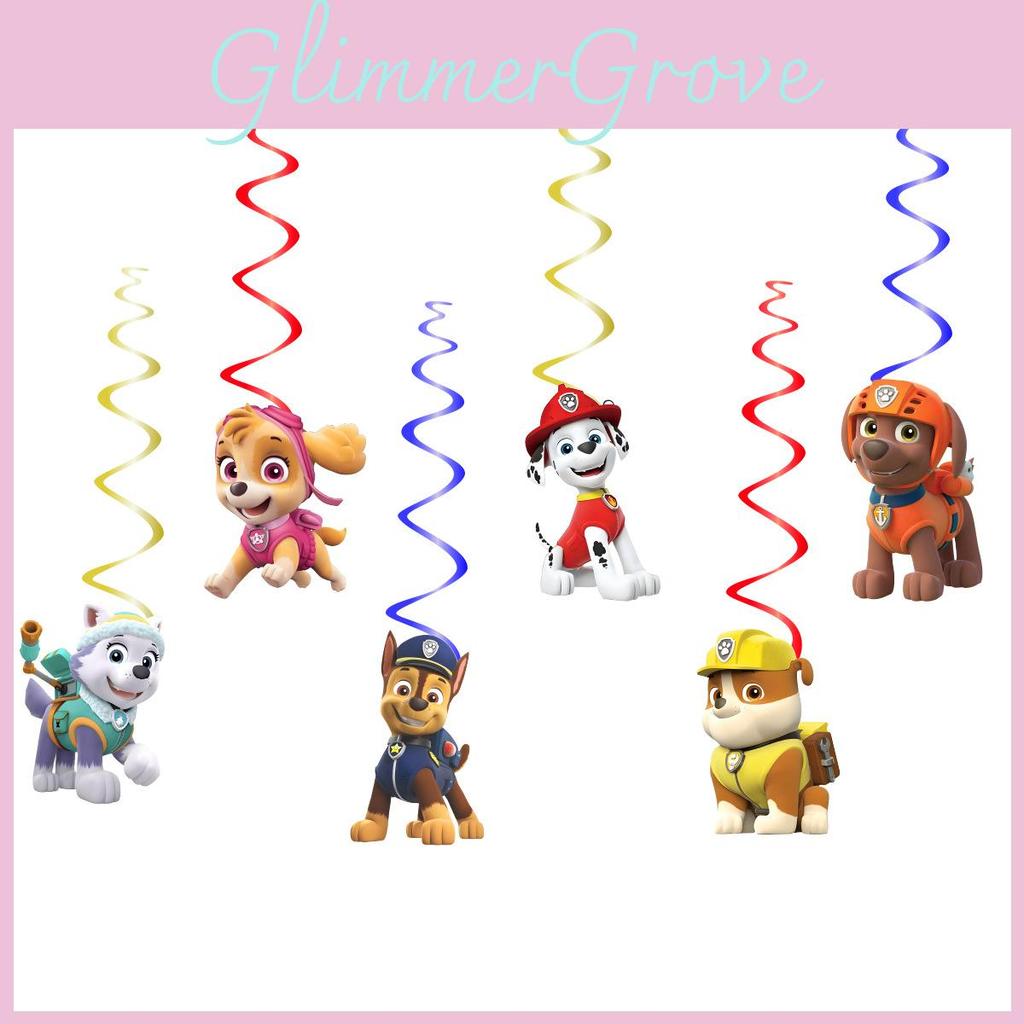 Bannière de fête d'anniversaire et ensemble de décorations spirales sur le thème de la Pat' Patrouille pour chiens