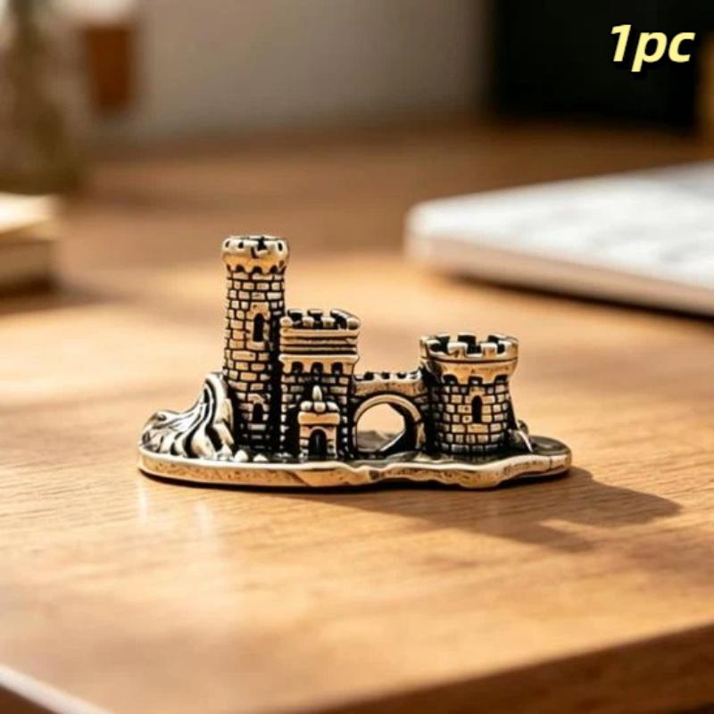 Brass Farmhouse Courtyard Castle Statue Architectural Model Ornament Home Decor Fairy Garden Miniatures Fish Tank Decoration