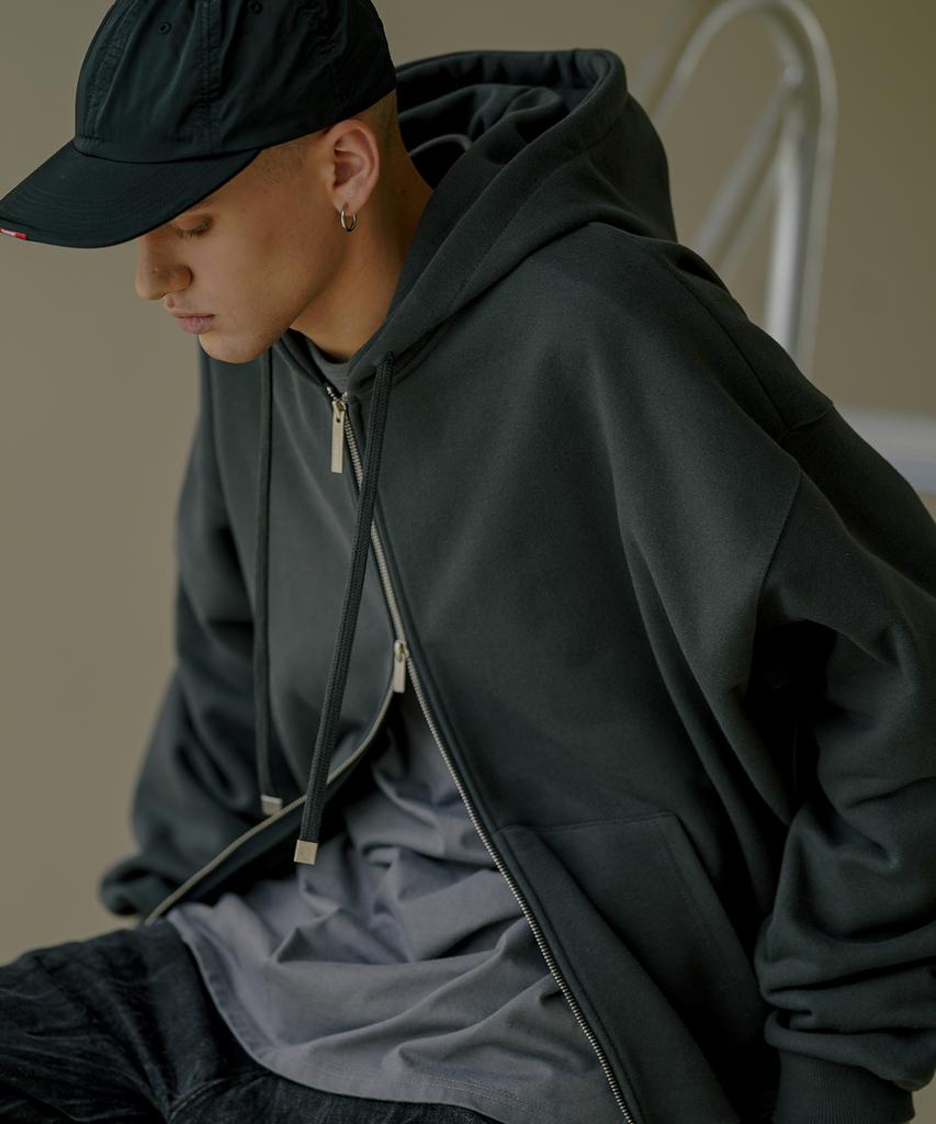 Ezkaton Inverted Crop Zip-Up Hoodie Deep Grey Shot6659