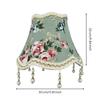 Floral Jacquard Lampshade Light Green with Hanging Bead Ornaments Tapered for Bedside