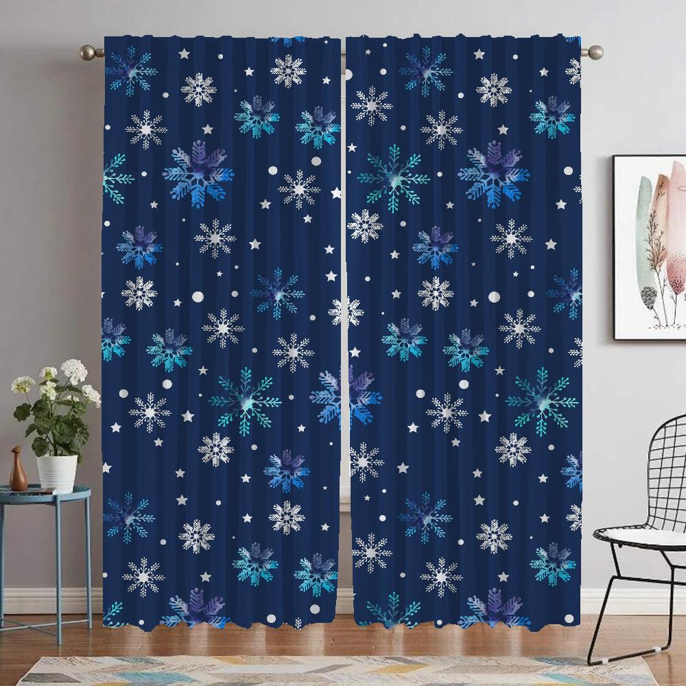 Vánoční odstíny Vločka Moderní obývací pokoj Závěsy 2 kusy Zatemňovací závěs do pokoje 2 panely Halloweenská dekorace Dělící stěna