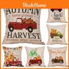 Luxurious Cotton Linen Fall Harvest Pumpkin Car Throw Pillow Case With Invisible Zipper