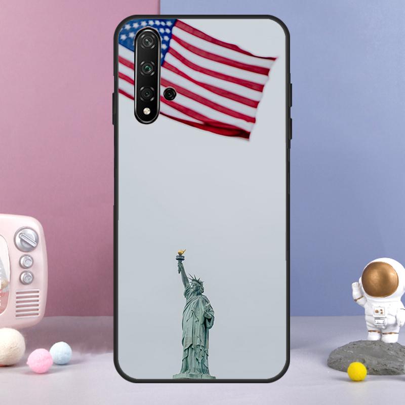 America Flag Statue of Liberty For Huawei Nova Y72 Y61 Y91 Y73 Y90 Y70 Y60 12s 12i 11i 8i 9 10 SE P60 P30 Pro P40 Lite Case
