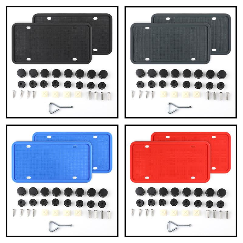 2pcs Silicone License Plate Frame, American and Canadian License Plate Cover, Waterproof, Rust proof, without Damaging Car Paint