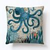 Marine Creatures Sea Horse Turtle Whale Octopus Linen Cushion Cover Pillow Cover