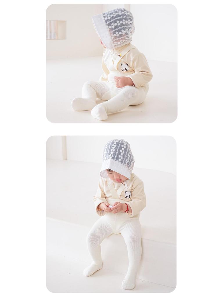 Girls' Combed Cotton Solid Color Tights - Breathable Spring & Autumn Weightlifting Pants for Infants