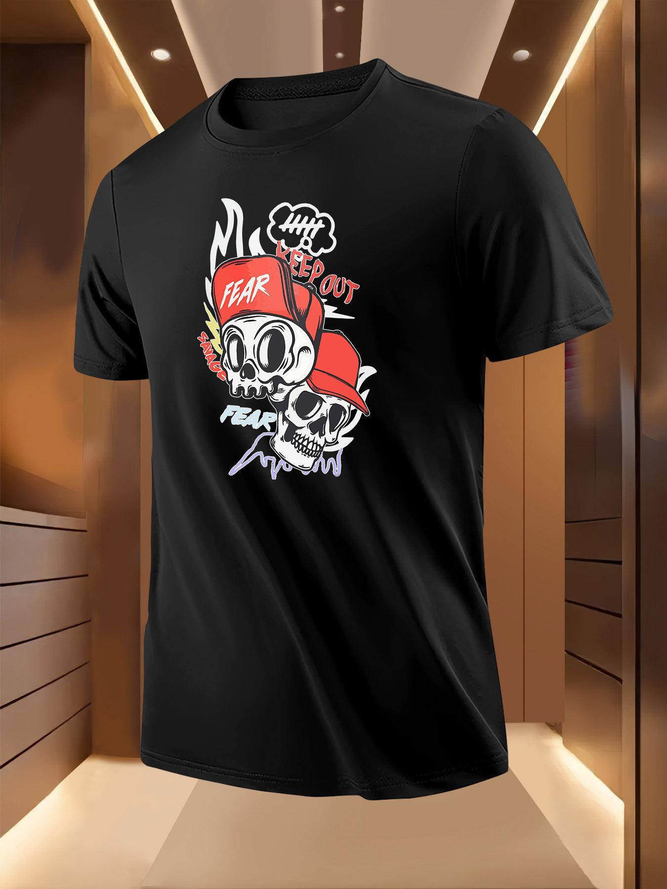 Graphic Tshirt - Light Yellow Edgy Skull Print Tee with R... XL