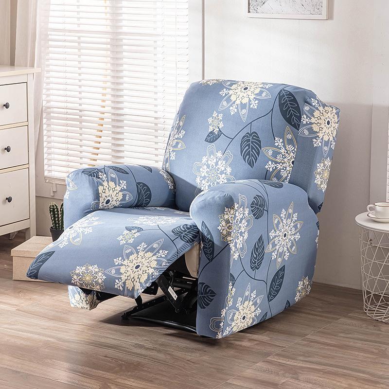 4pc/set Milk Silk Stretch Recliner Sofa Covers Printed Elastic Armchair Chair Slipcovers for Living Room Furniture Protector