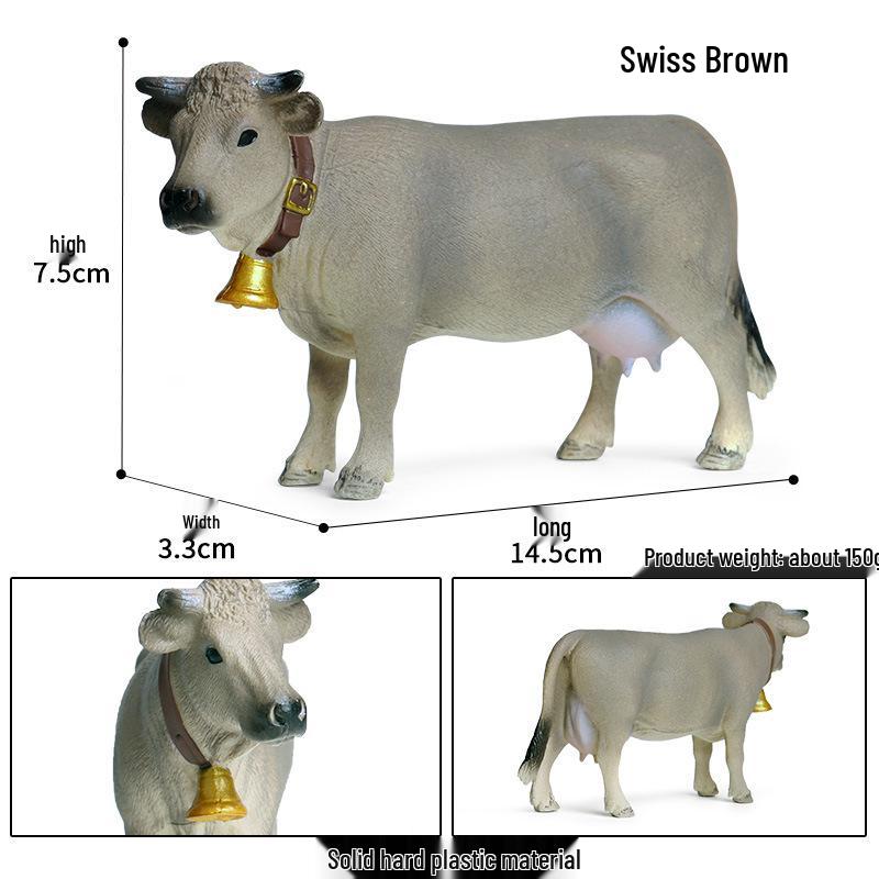 Children's Cognitive Animal Model Toy: Yellow Cow, Buffalo, Rhinoceros, Zebu, Bison, Bull Figurine.