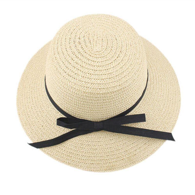 

Ladies Fashion Summer Straw Hat Seaside Sun Hat Wide Brim Fisherman Foldable Hat білий