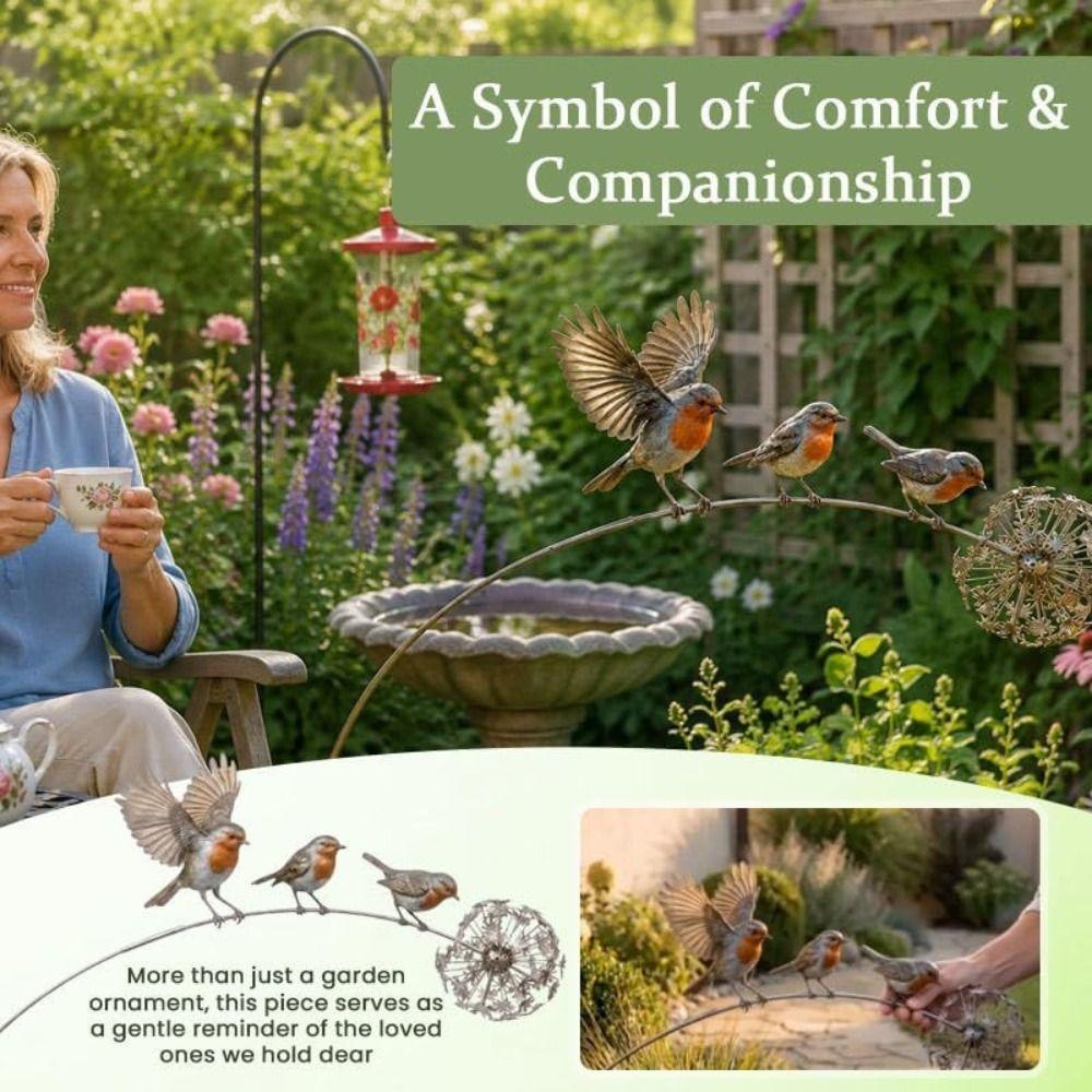 Metal Bird Garden Stake Weather Resistant Bird Plant Stake Robin Yard Ornament  Flower Pot Decor