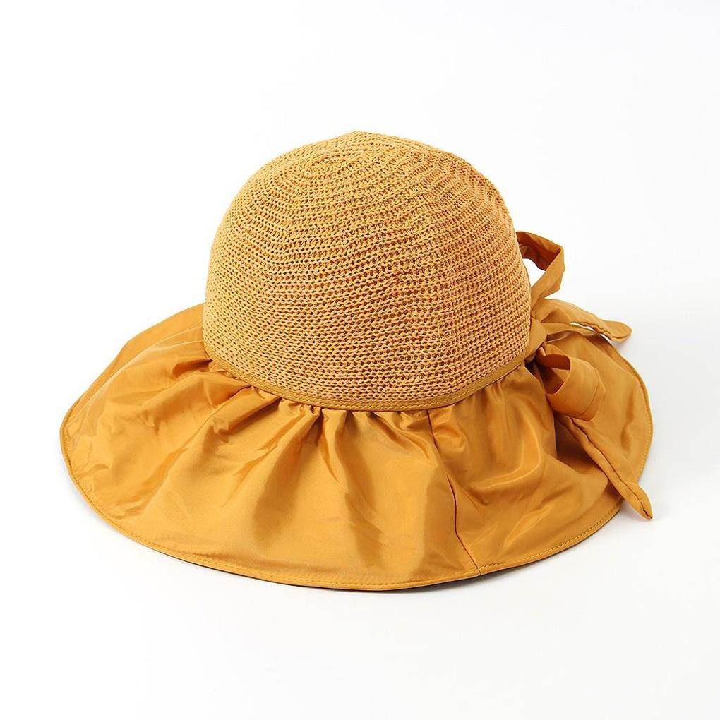 UV-blocking Blackout Ribbon Bucket Hat (yellow) Wide-brimmed Hat