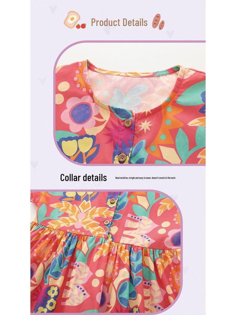 Girls' Cartoon Princess Dress - Cotton Short Sleeve Summer Fashion