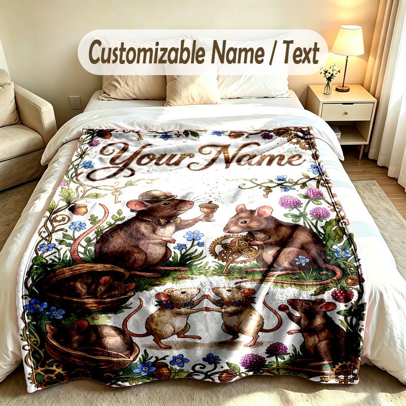 Forest Nature Theme Custom Blanket Personalized Name & Text Customized Soft Warm Throw Blanket Home Decor