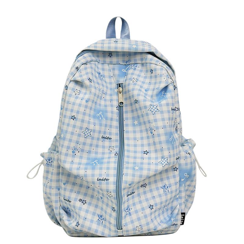 Schoolbag High Value Plaid Schoolbag Female Junior High School Student High School Student Light Casual Backpack Korean Primary School Student