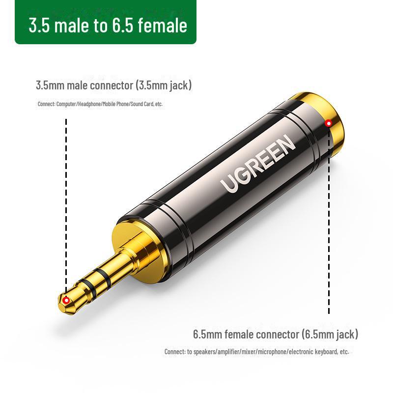 

Greenlink 6.5mm to 3.5mm Audio Adapter for Guitar, Microphone, and Headphone Connection Small three-core male to large three-core female