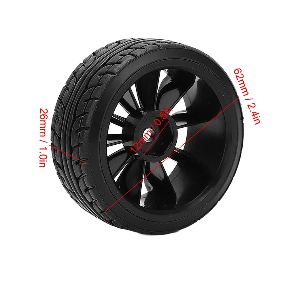 4PCS 1/10 Drift Car Tires Hard Tyre for Tamiya TT02 On Road Drifting Car RC Rubber Tires and Wheels Set Black