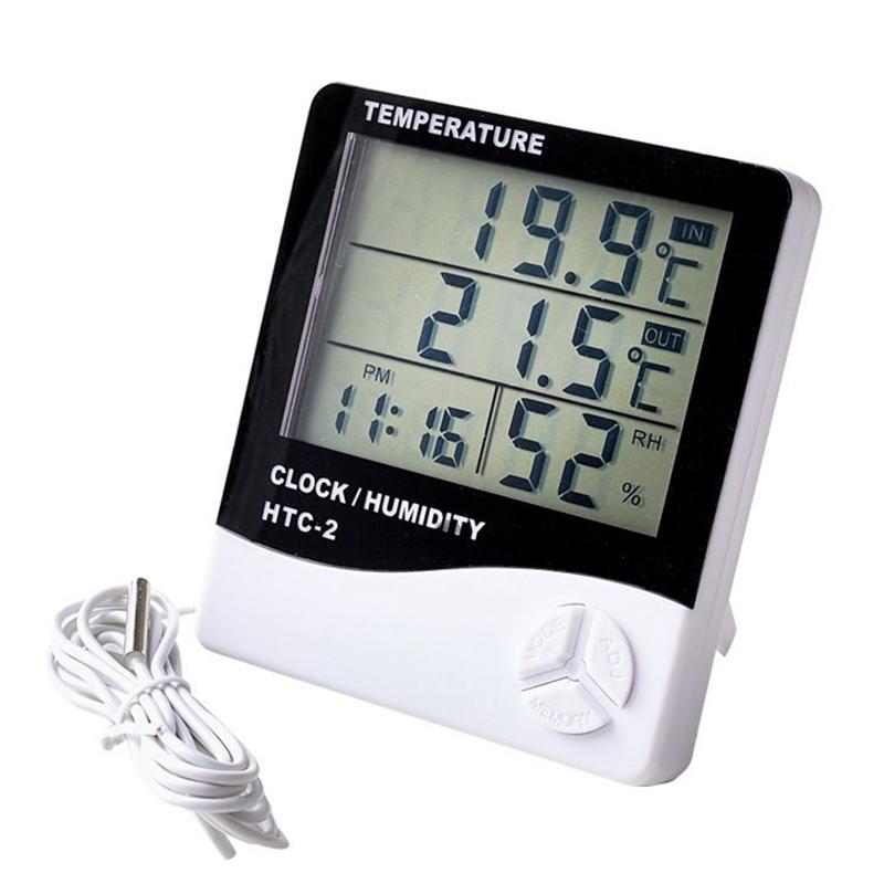 ABBP-Large Screen Thermometer And Hygrometer Household Indoor And Outdoor Alarm Clock Temperature Meter Digital Display