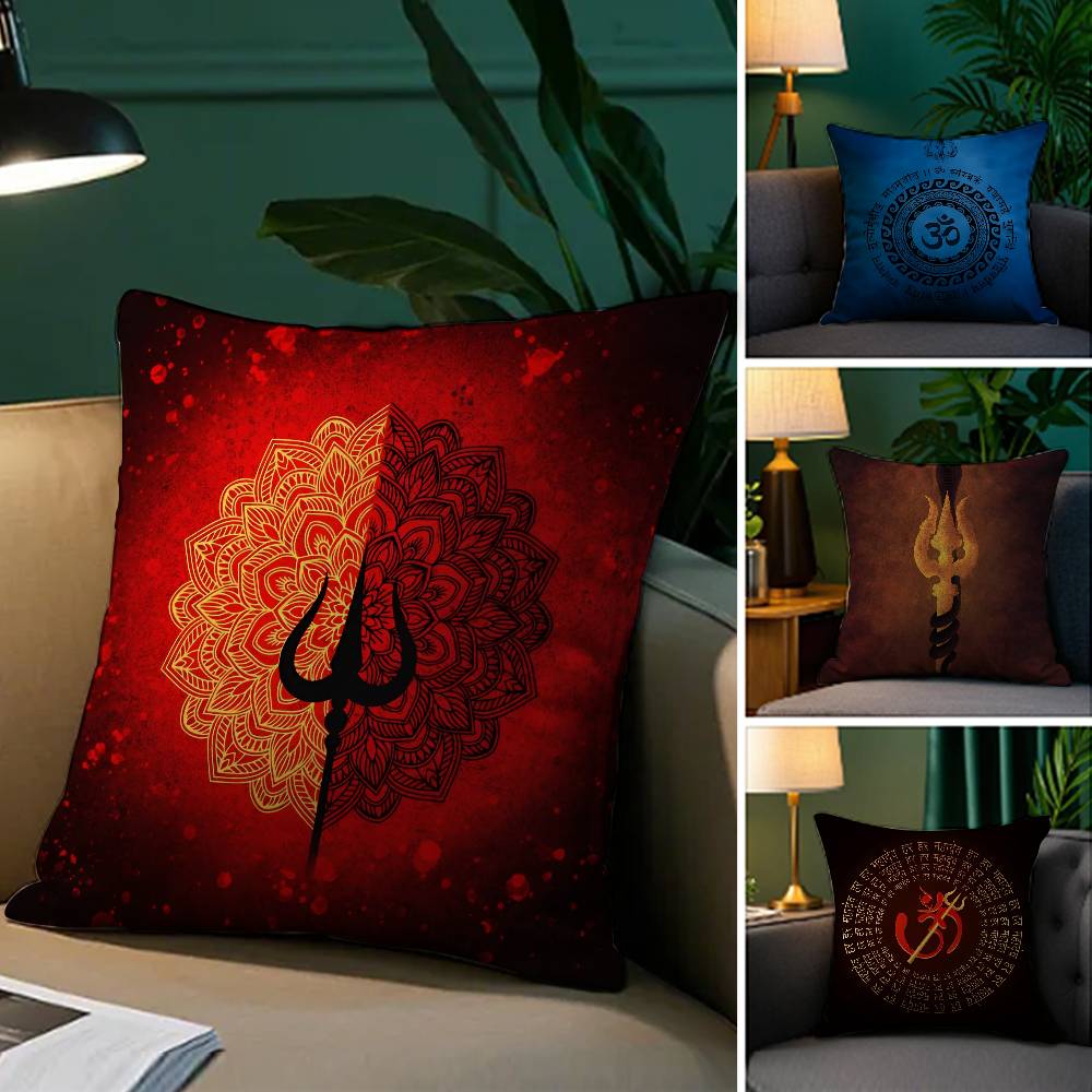 Shiva Classical Design Print Pillow Case Comfort Sofa Bed Silky Elegant Invisible Zipper Decorative Cushion Cover