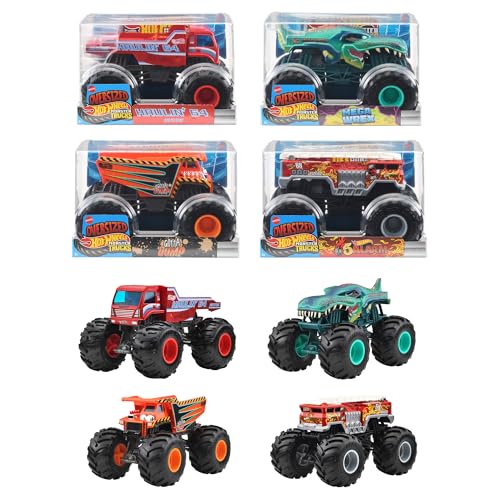 Hot Wheels Monster Truck Big Size Assorted Vehicle Toys 1:24 Mini Cars 4 Cars Box Sold From 3 Years Old Multi FYJ83-989D