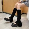 Womens Lolitas Knit Long Socks Flared Leg Warmers Harajuku Booties Socks Winter Warm Ankle Heap Socks