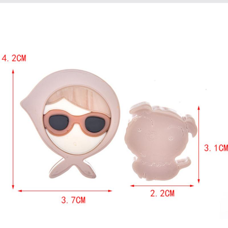 Blucome Broșă acrilice în formă de fată anime pentru femei Grils Decorat Hijab