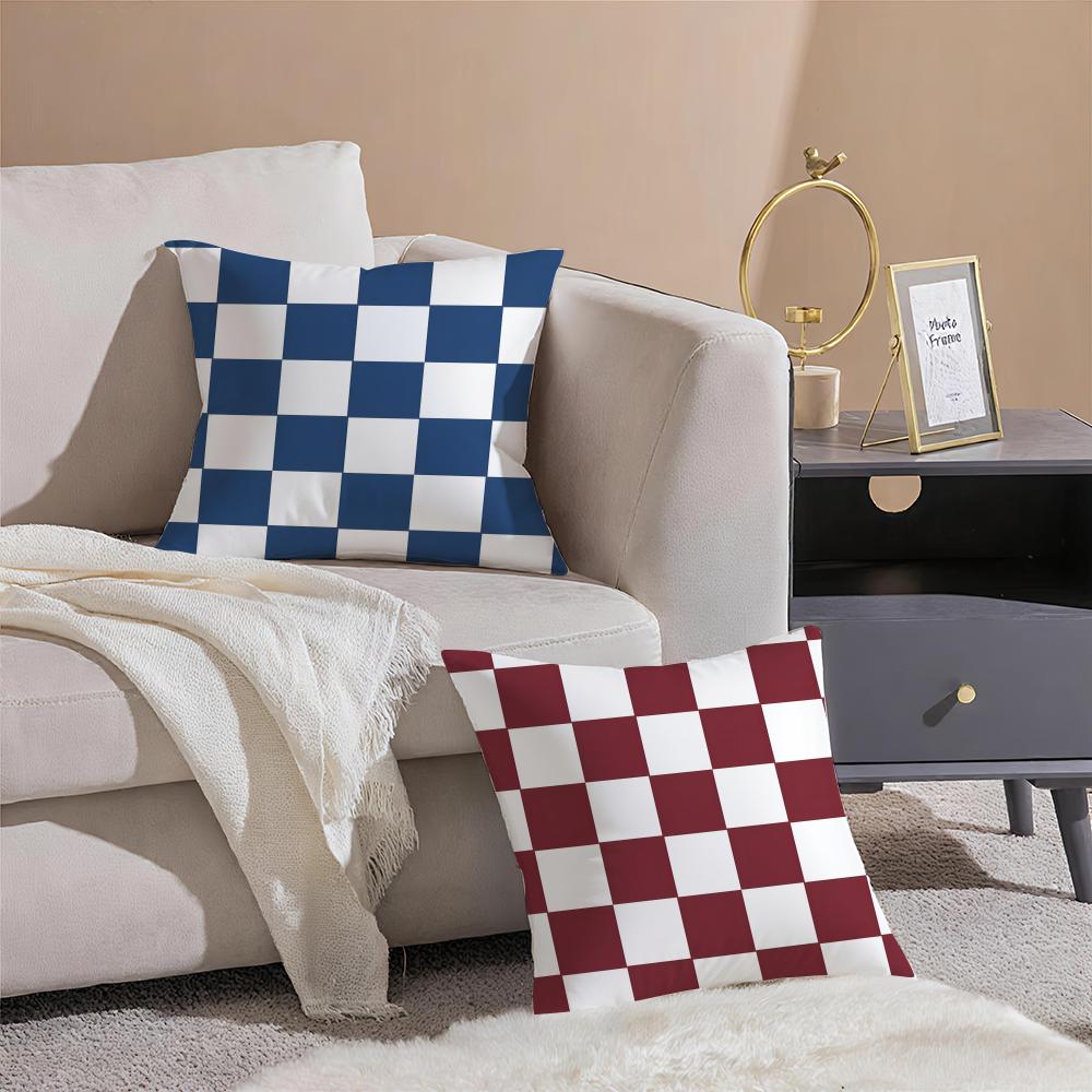 Künstlerisches Schachbrett-Stil Elegante Kunst Kissenbezug Leinen Kissenhülle Weich Für Sofa Bett Wohnzimmer Dekoration